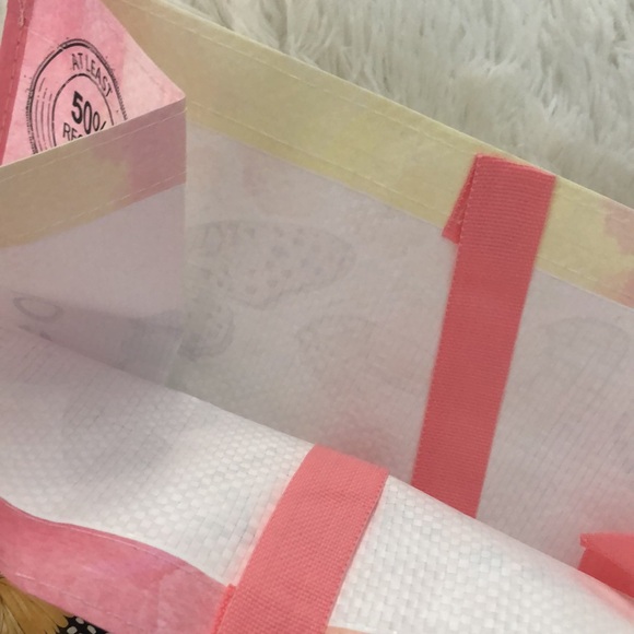 Reusable Shopping Bag Homegoods Rainbow Butterfly Design w/ Pink Handles NWT🛍️ - Picture 2 of 5